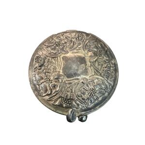 Vintage Floral Silver Compact